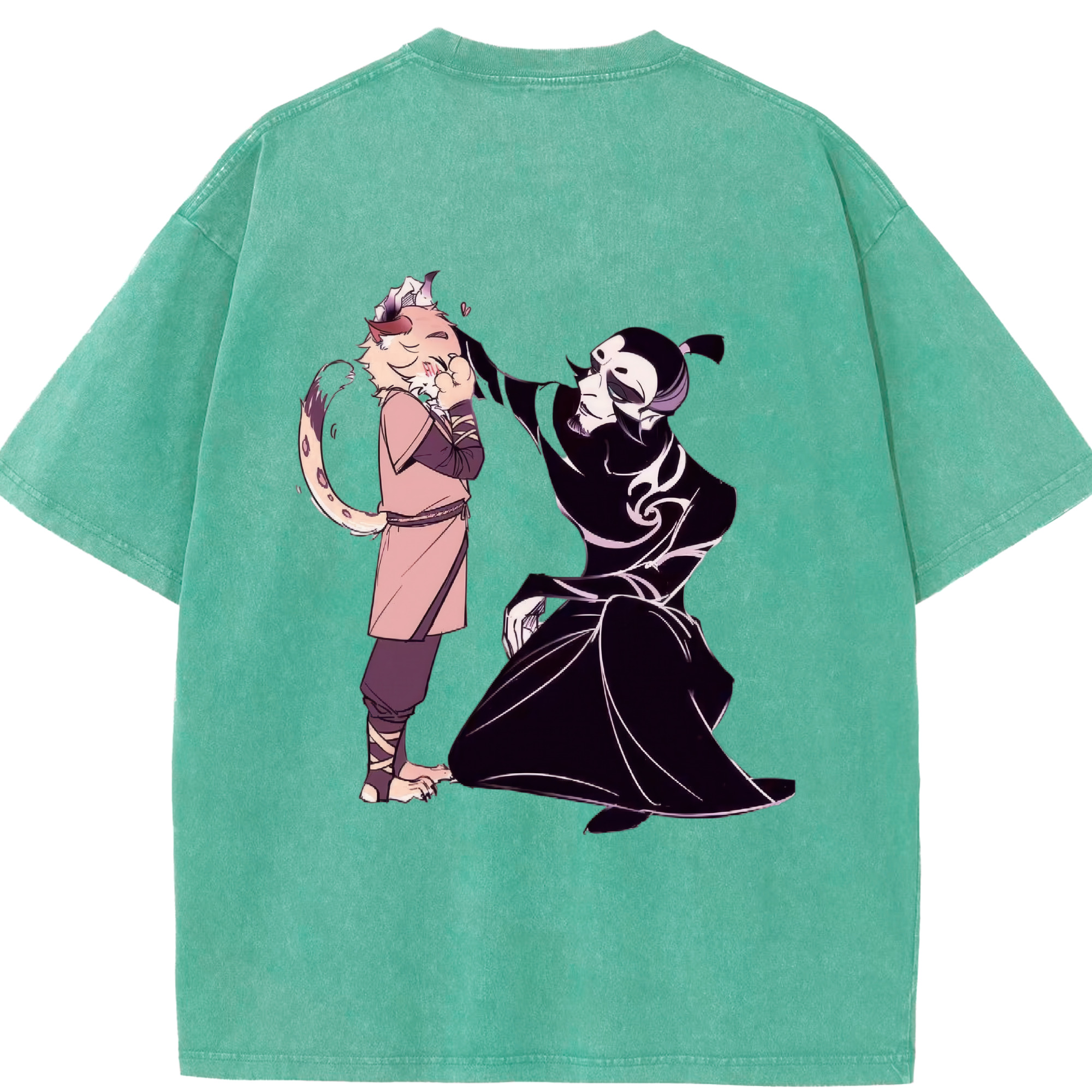 （画像用） Ne Zha 2 ナタ 魔童の大暴れ 綿100% ヴィンテージ風 半袖Tシャツ（背面プリント）